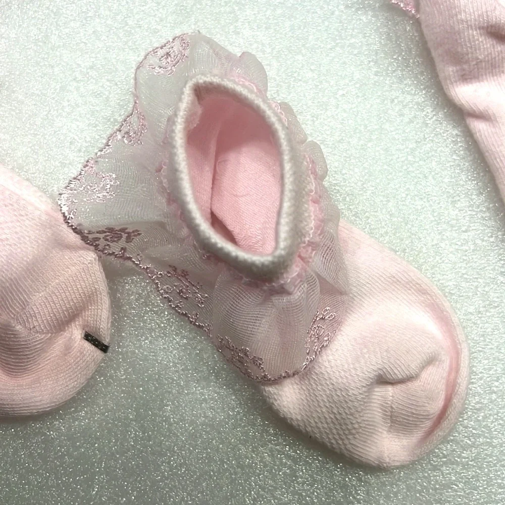 Little Girl Doll Soft Pink Ruffle Socks